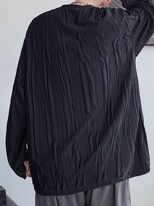 Men's Creped Crew Neck Long Sleeve Tee-3