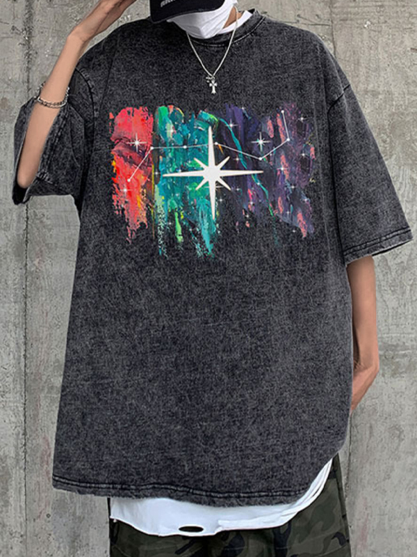 Men's Street Print Oversized Short Sleeve Tee-1