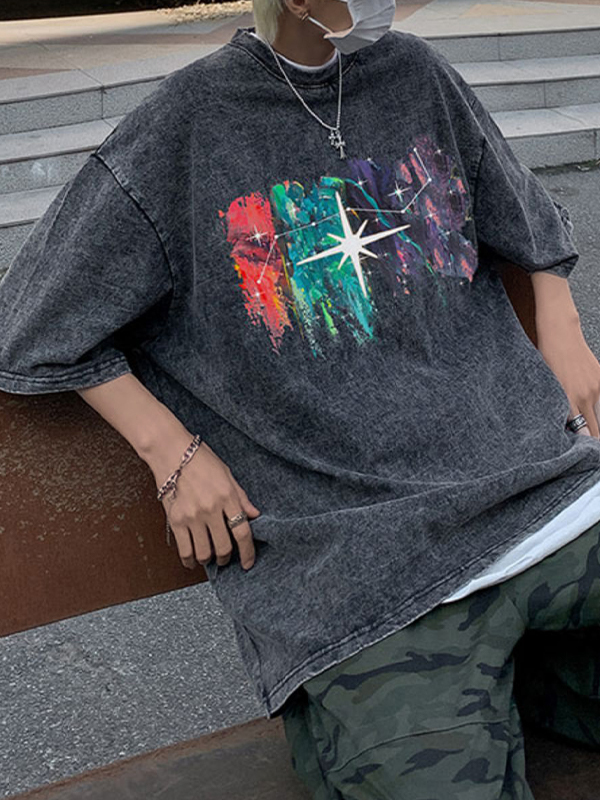 Men's Street Print Oversized Short Sleeve Tee-3