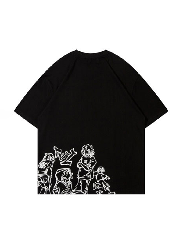 Street Character Graffiti Print Oversized Short Sleeve Tee-1