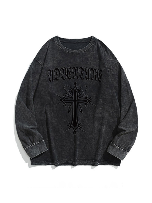Men's Distressed Cross Print Sweatshirt-1