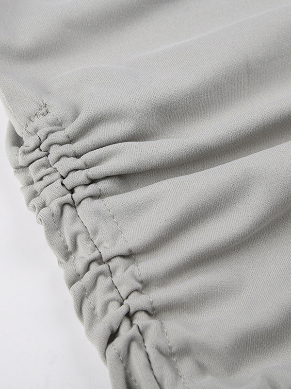 Off Shoulder Splice Side Drawstring Long Sleeve Tee-4