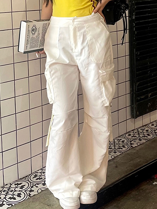 Low Rise Side Zip Up Cargo Pants-2