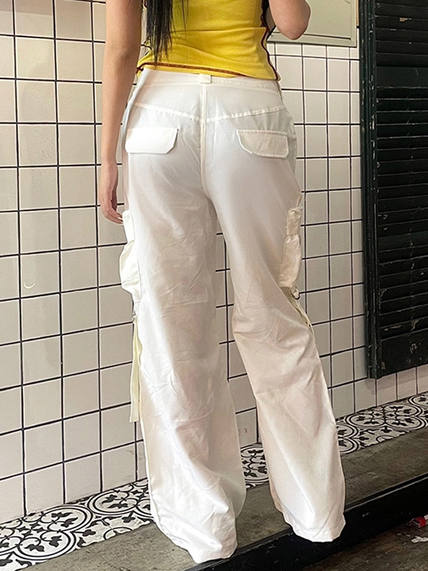 Low Rise Side Zip Up Cargo Pants-3