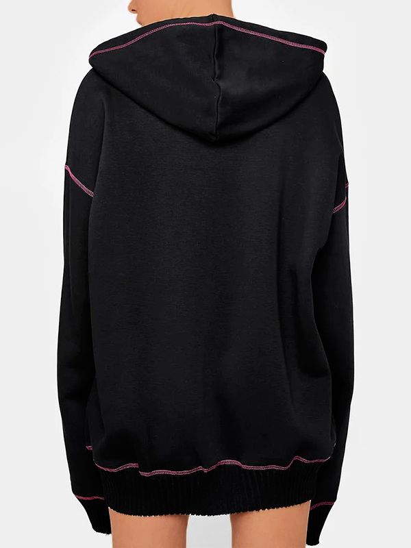 Gothic Skull Rhinestone Print Oversized Hoodie-4