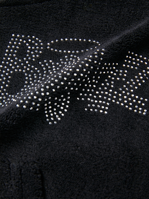 Letter Rhinestone Print Short Hoodie-5