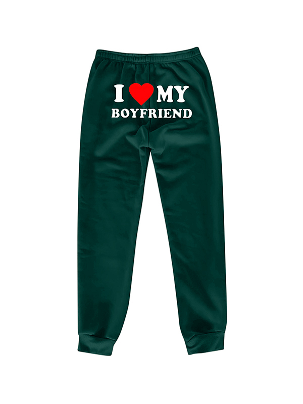 Letter Print Bound Feet Sweatpants-1