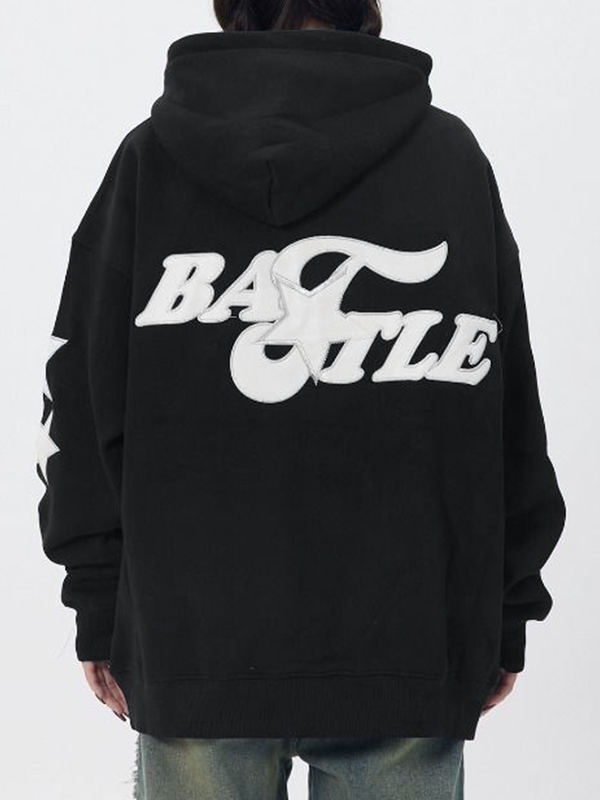 Street Letter Star Print Oversized Hoodie-2
