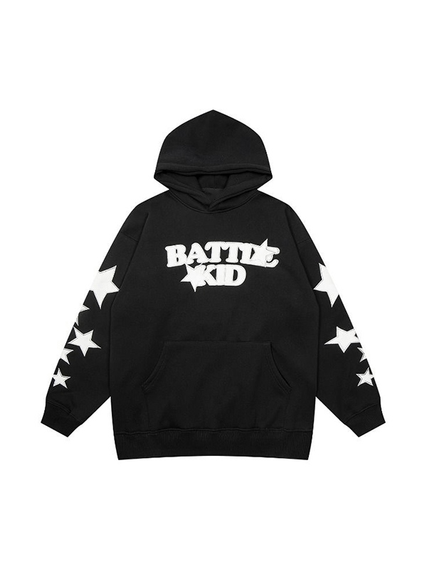 Street Letter Star Print Oversized Hoodie-3