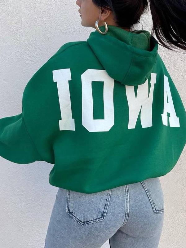 Letter Print Short Oversized Hoodie-1