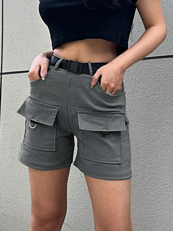 Multi Pocket High Rise Shorts-3