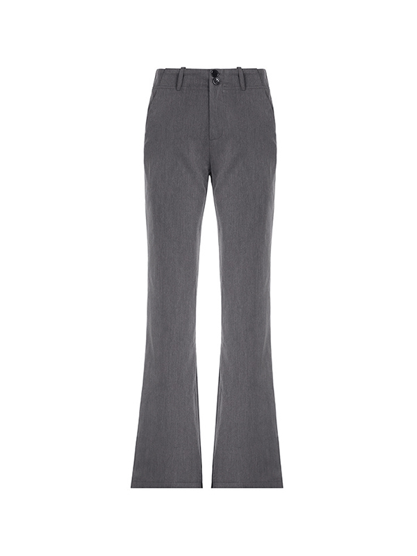 Versatile Gray Low Rise Tailored Pants-4