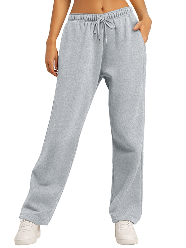 Solid Drawstring Sweatpants-1