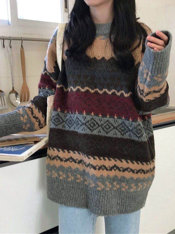 Vintage Jacquard Knit Sweater-4