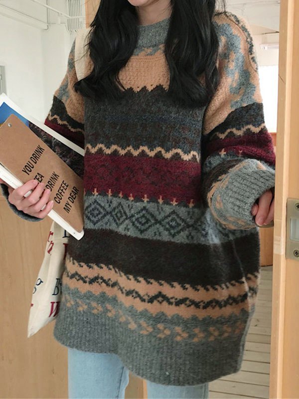 Vintage Jacquard Knit Sweater-2