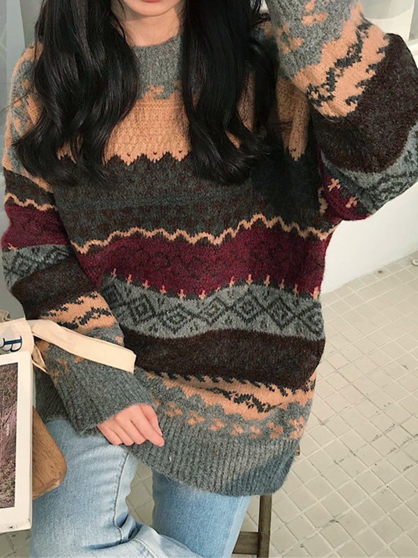 Vintage Jacquard Knit Sweater-3