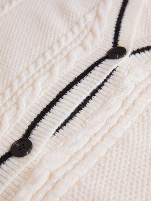 Oversize Star Embroidered Cable Knit Cardigan-8