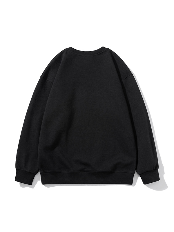 Men’s Solid Color Twill Crew Neck Sweatshirt-1