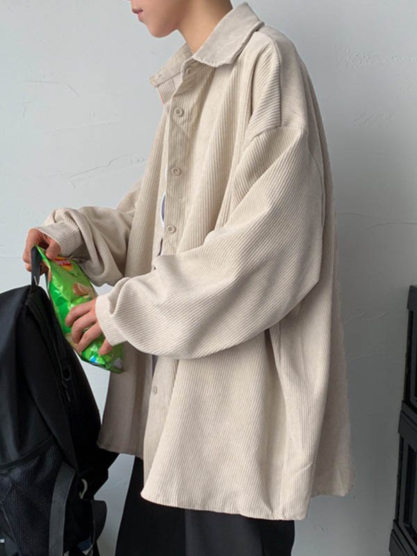 Men's Casual Corduroy Long Sleeve Shirt-2