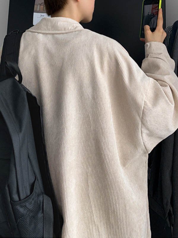 Men's Casual Corduroy Long Sleeve Shirt-4