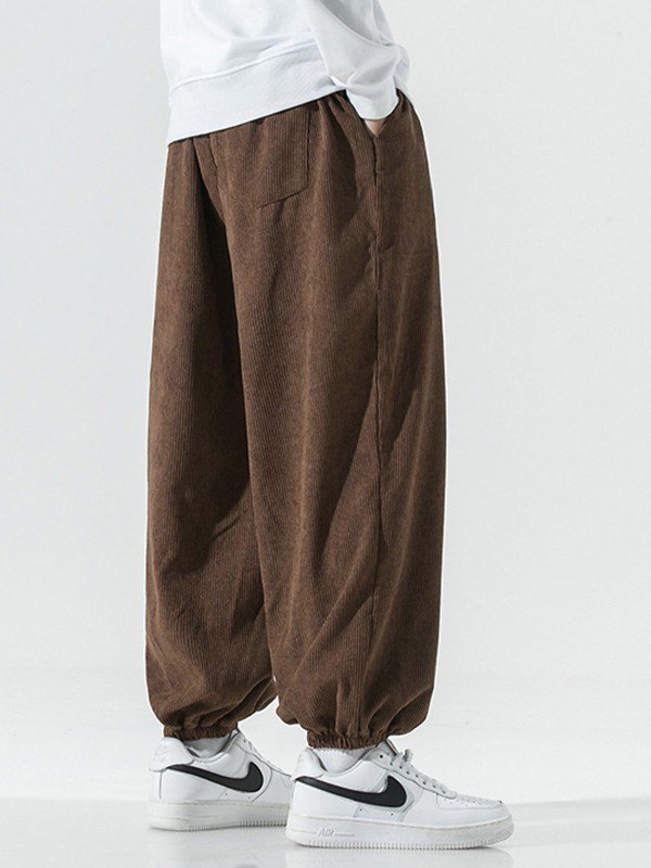 Men's Corduroy Loose Casual Jogger Pants-3