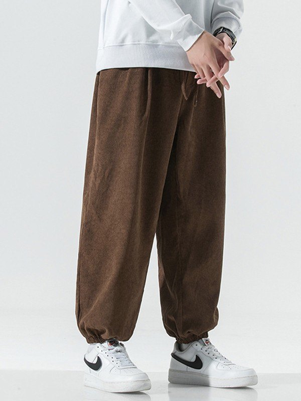 Men's Corduroy Loose Casual Jogger Pants-2