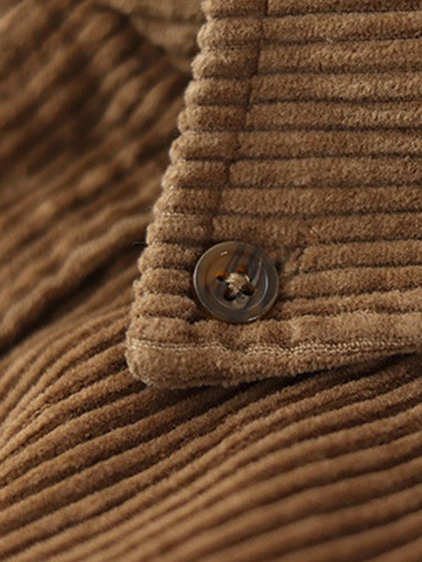Men's Vintage Corduroy Long Sleeve Buttoned Shirt-4