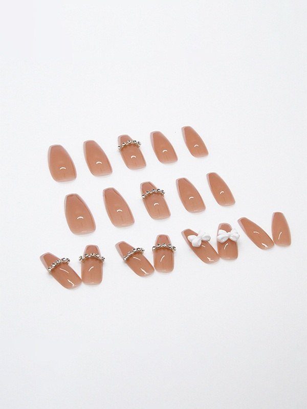24pcs Rhinestone Bow Pattern Press On Nails-2