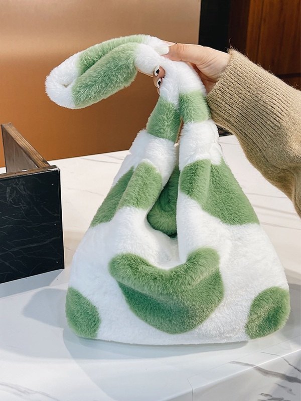 Heart Pattern Fuzzy Shoulder Bag-3