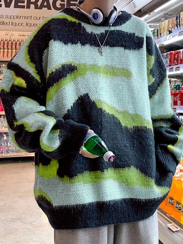 Men's Tie Dye Pullover Knit Sweater-1