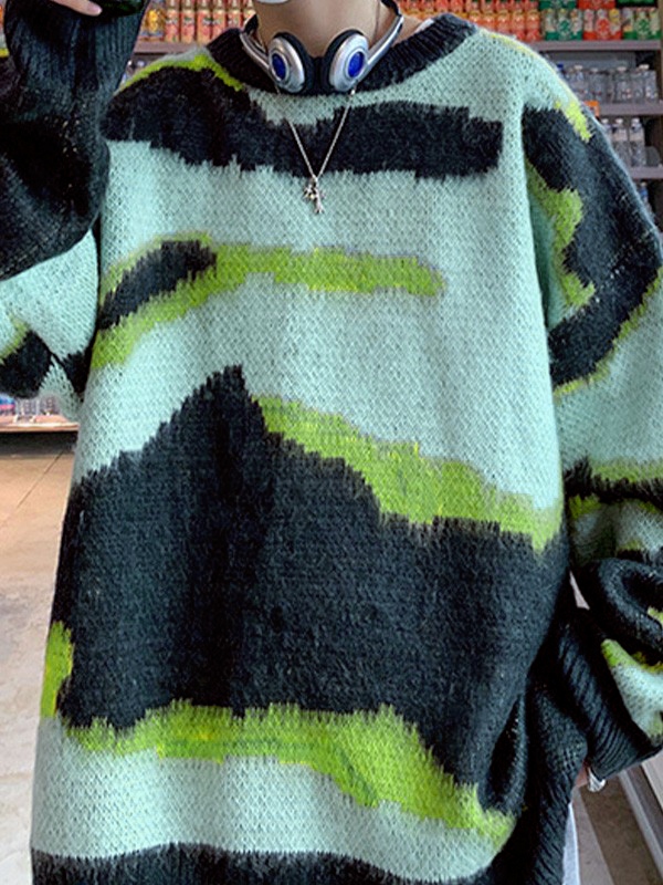 Men's Tie Dye Pullover Knit Sweater-3