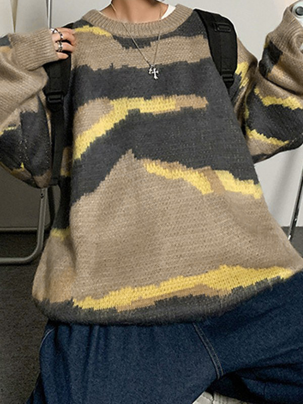 Men's Tie Dye Pullover Knit Sweater-3