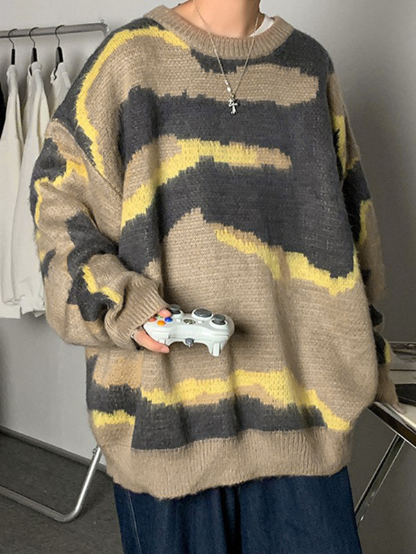 Men's Tie Dye Pullover Knit Sweater-4