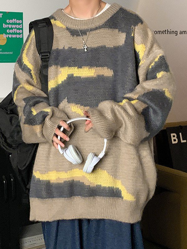 Men's Tie Dye Pullover Knit Sweater-1