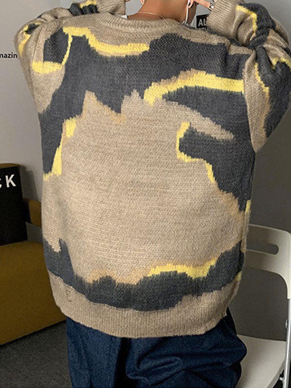 Men's Tie Dye Pullover Knit Sweater-5