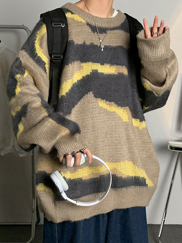 Men's Tie Dye Pullover Knit Sweater-2