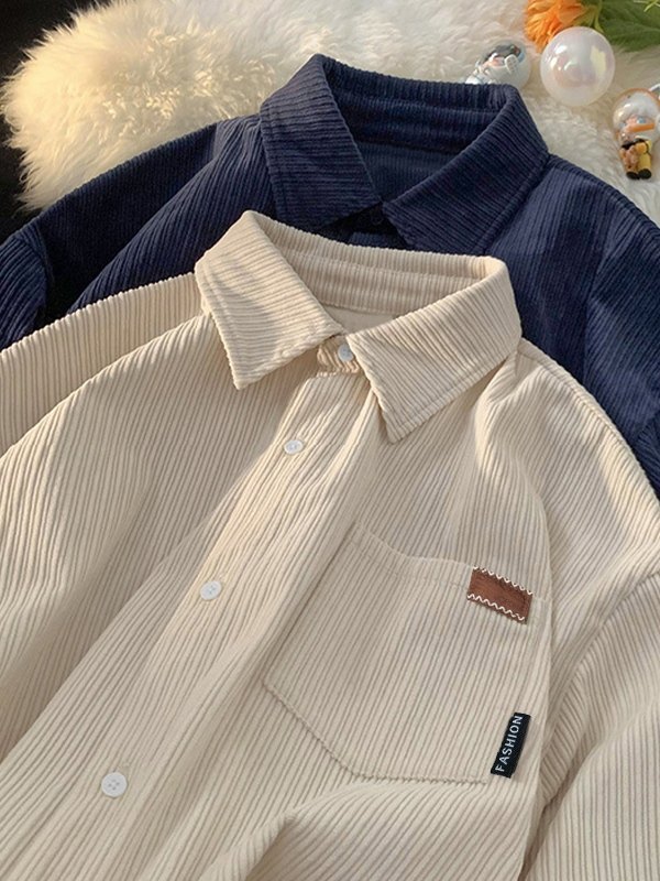 Men's Vintage Corduroy Long Sleeve Shirt-3
