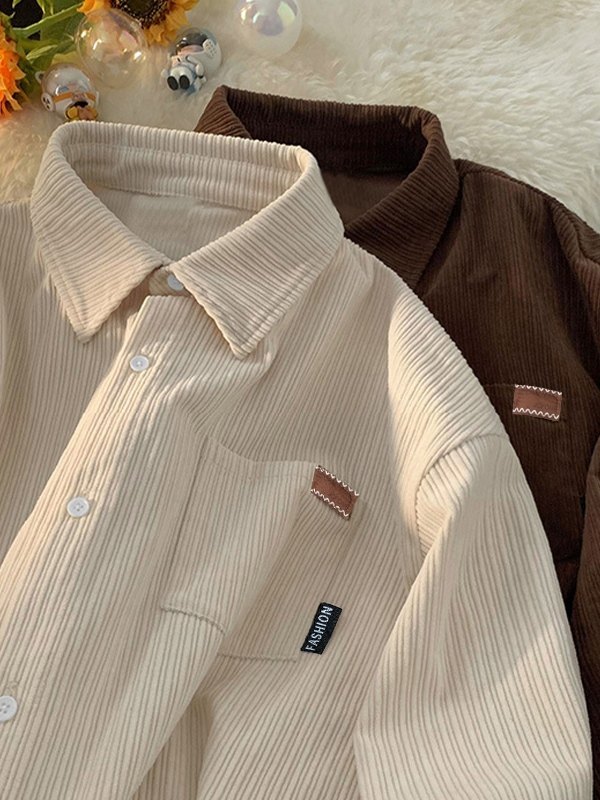Men's Vintage Corduroy Long Sleeve Shirt-4