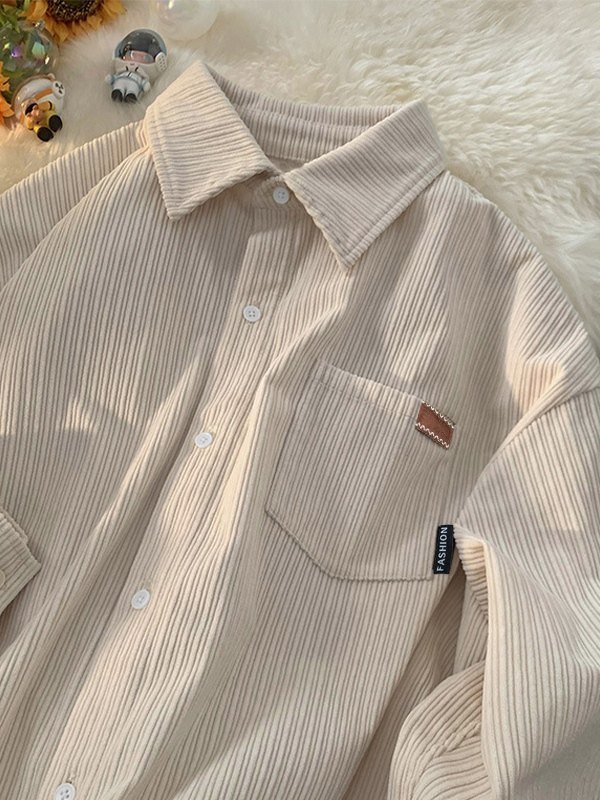 Men's Vintage Corduroy Long Sleeve Shirt-1