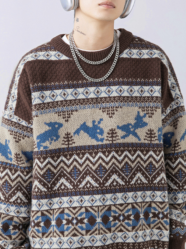 Men's Vintage Fair Isle Pullover Sweater-2