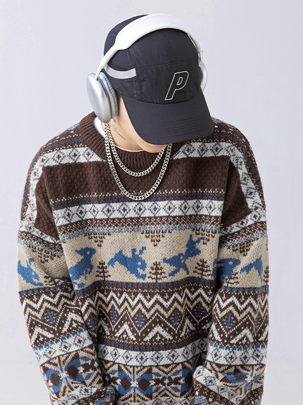 Men's Vintage Fair Isle Pullover Sweater-1