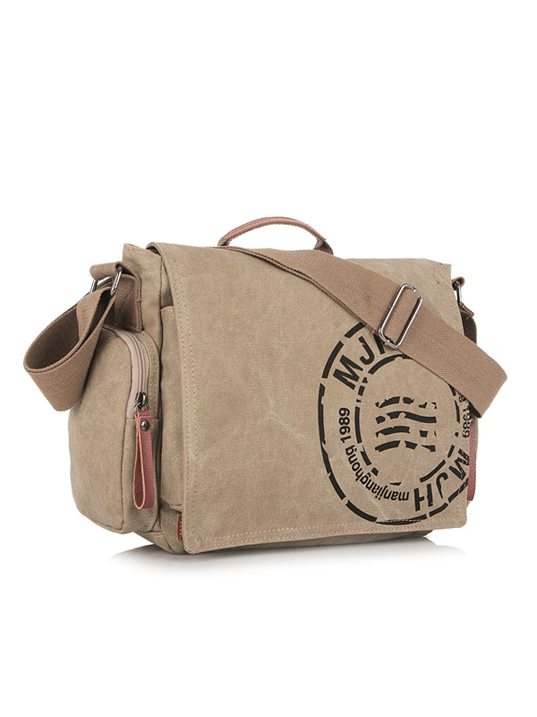 Vintage Logo Pattern Canvas Satchel Bag-1