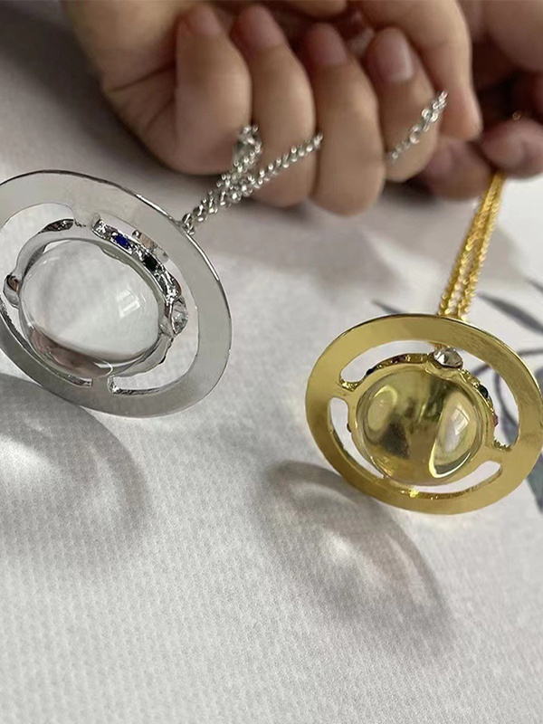 Rhinestone Planet Pendant Necklace-1