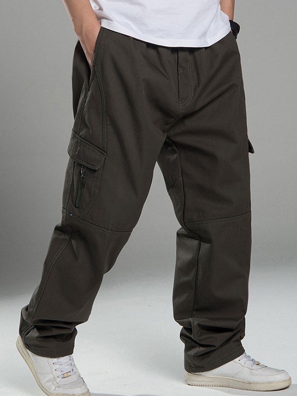 Men's Fleece Lined Casual Cargo Pants-1