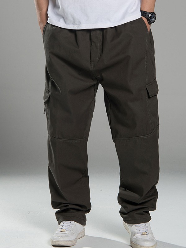 Men's Fleece Lined Casual Cargo Pants-3