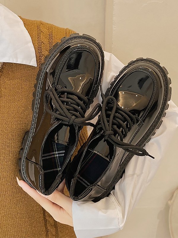 Lace Up Platform Mary Jane Shoes-1