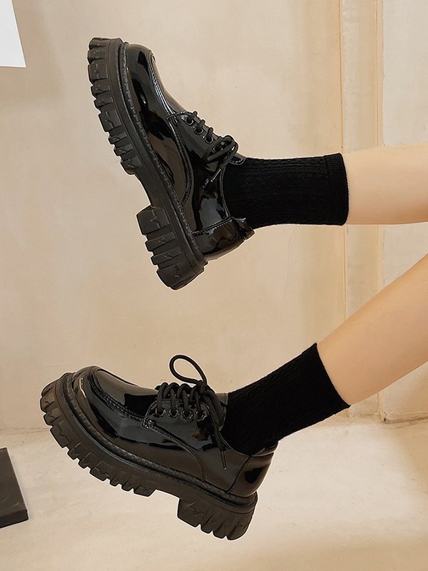 Lace Up Platform Mary Jane Shoes-4