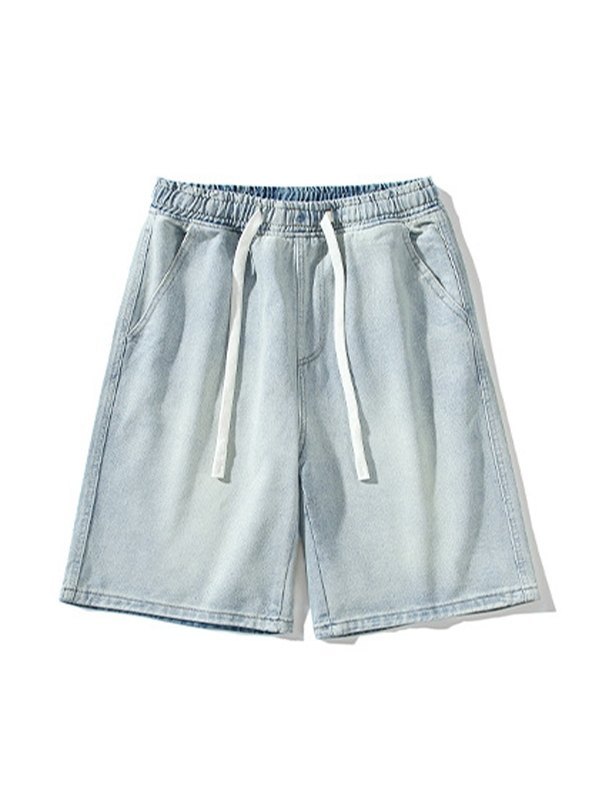 Men's Basic Wash Loose Fit Denim Shorts-4