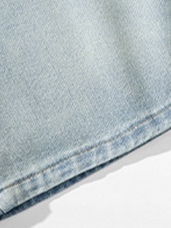 Men's Basic Wash Loose Fit Denim Shorts-6