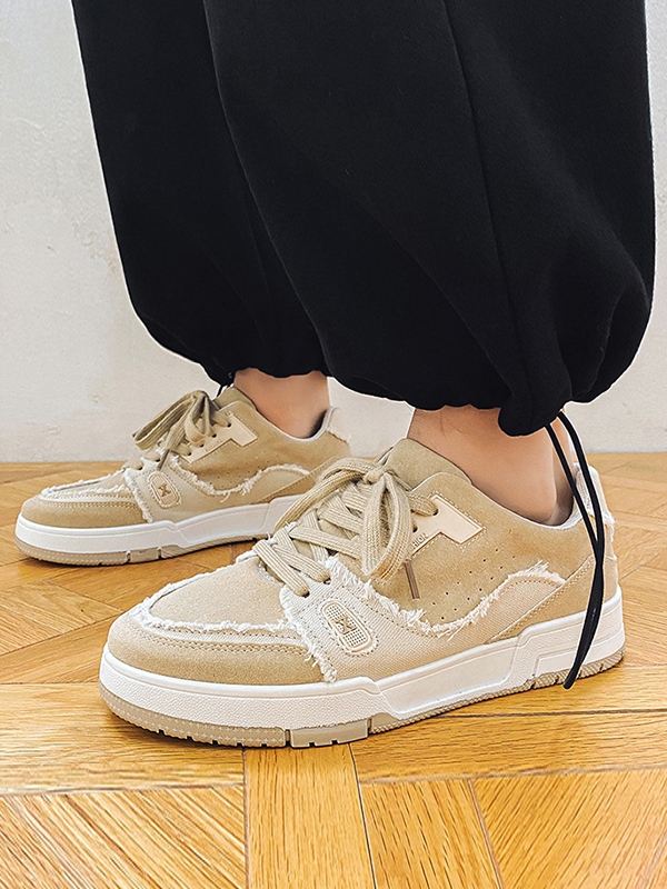 Men's Contrast Panel Raw Edge Sneakers-3
